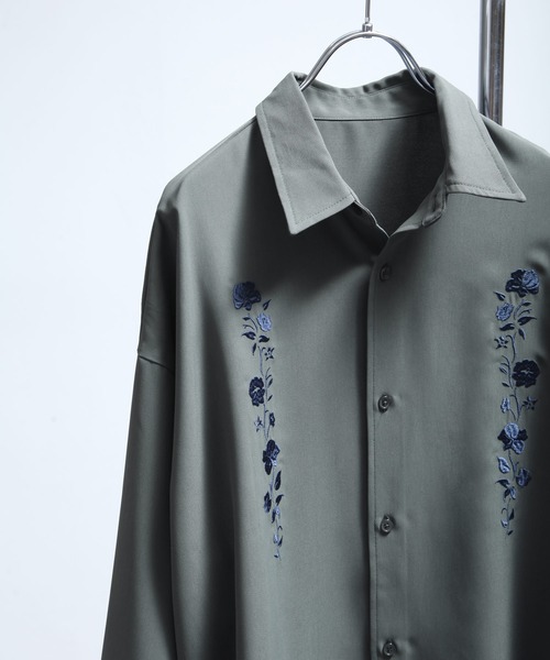 「Nilway」 長袖シャツ LARGE チャコール メンズ_画像9