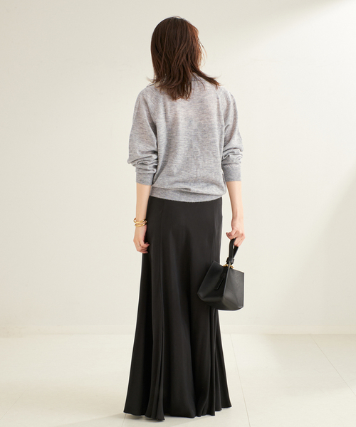 Plage Washable Fibril ロングスカート　ブラック　38 追加》Washable Fibril フレア スカート（ロング・マキシ丈スカート