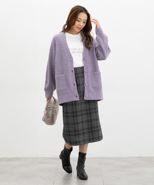 「Honeys」 ニットカーディガン L チャコール レディース_画像4