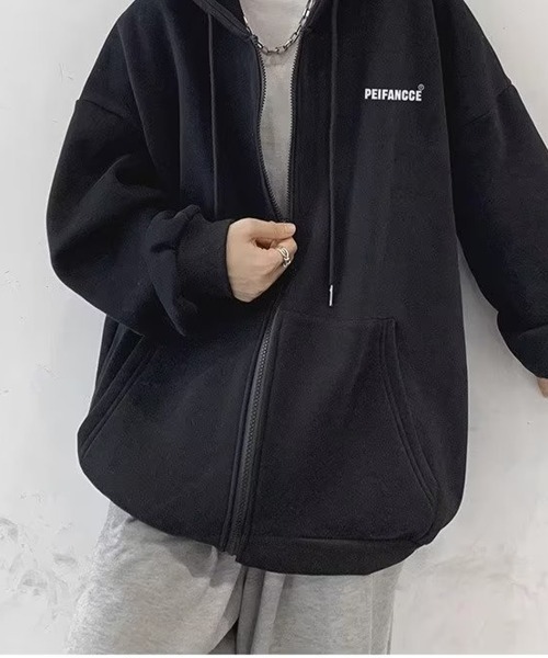 「NEW GENTLEMAN」 ジップアップパーカー L ダークグレー メンズ_画像6