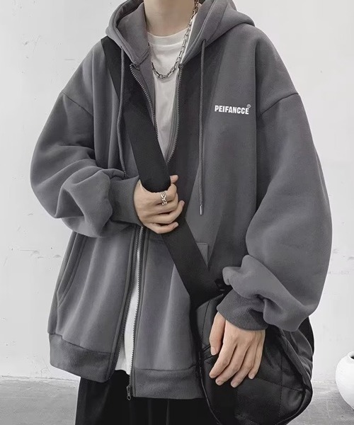 「NEW GENTLEMAN」 ジップアップパーカー L ダークグレー メンズ_画像8