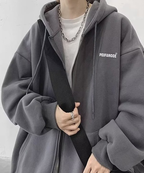 「NEW GENTLEMAN」 ジップアップパーカー L ダークグレー メンズ_画像9