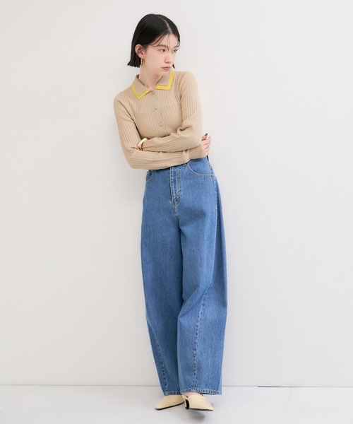 LE CERCLE par rope' カーディガン レイヤードカラーポロカーディガン