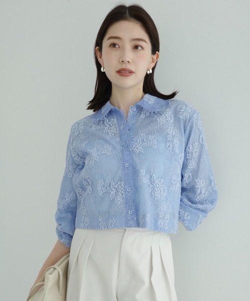 AHCAHCUM あちゃちゅむ 総レース ブラウス シャツ Tiaclasse ブラウス シャツ 「洗える」スカラップレースチュニック