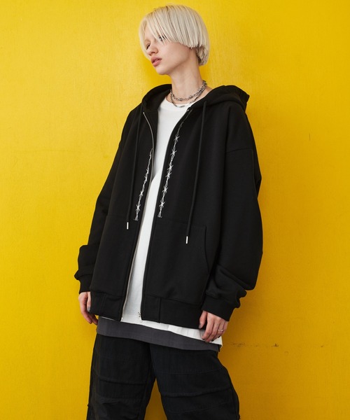 「AIVER」 ジップアップパーカー SMALL チャコールグレー メンズ_画像3