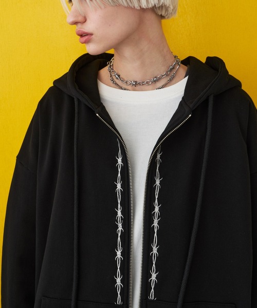 「AIVER」 ジップアップパーカー SMALL チャコールグレー メンズ_画像5