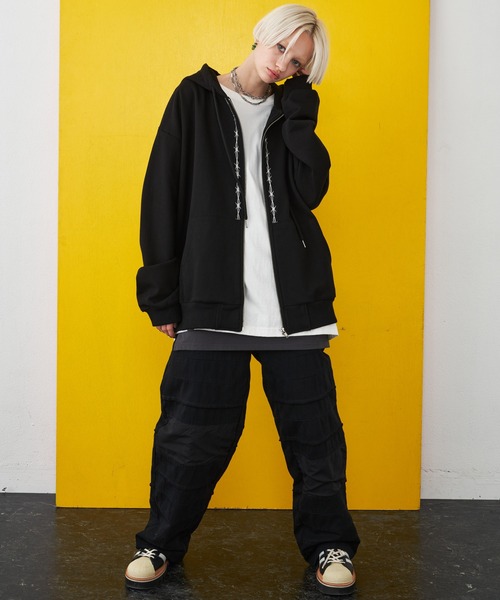 「AIVER」 ジップアップパーカー SMALL チャコールグレー メンズ_画像9