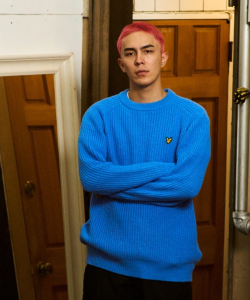 「ムラサキスポーツ」 「LYLE&SCOTT」長袖ニット M オフホワイト メンズ_画像3