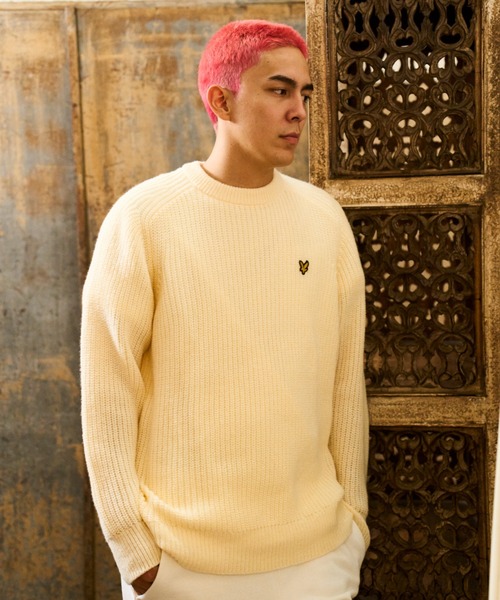 「ムラサキスポーツ」 「LYLE&SCOTT」長袖ニット M オフホワイト メンズ_画像4