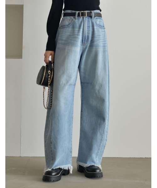 「Re:EDIT」 デニムパンツ LARGE ネイビー レディース_画像2