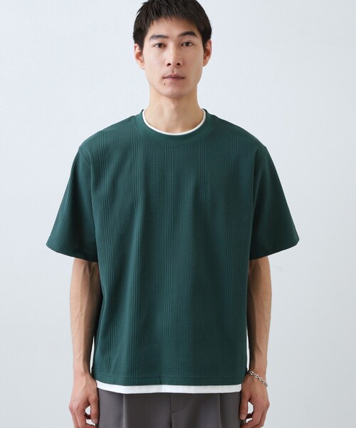 THE SHOP TK tシャツ 「ラクして決まる！」レイヤード風半袖Tシャツ