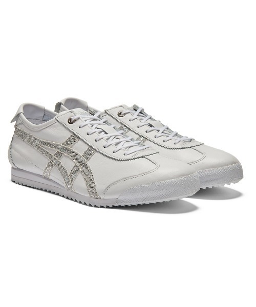「Onitsuka Tiger」 ローカットスニーカー 24.5 ホワイト×シルバー レディースの画像
