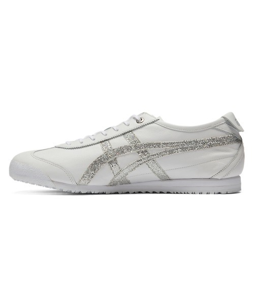 「Onitsuka Tiger」 ローカットスニーカー 24.5 ホワイト×シルバー レディースの画像