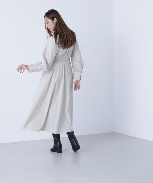 「NATURAL BEAUTY BASIC」 長袖ワンピース MEDIUM ネイビー レディースの画像