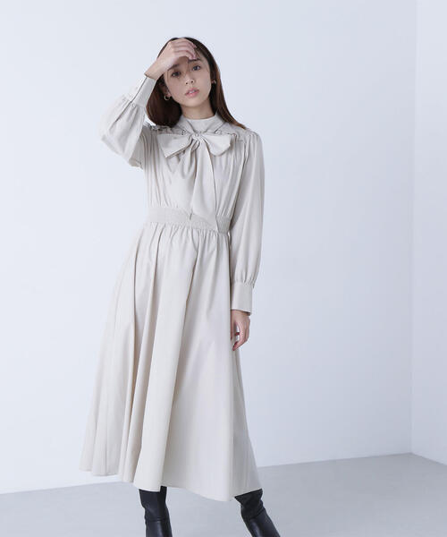 「NATURAL BEAUTY BASIC」 長袖ワンピース MEDIUM ネイビー レディースの画像