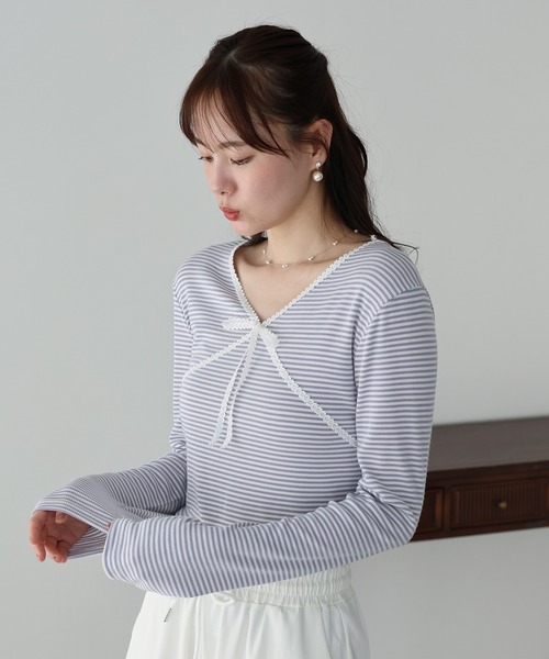 イタリー ブルガリア製 MISS SIXTY ボーダーカットソー ラインストーン BLUEEAST（ブルーイースト） tシャツ レースボーダーカットソー