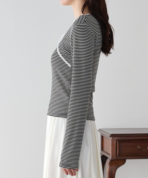 イタリー ブルガリア製 MISS SIXTY ボーダーカットソー ラインストーン Miss Sixty: グレー KNWLSエディション T-shirt ボディスーツ | SSENSE