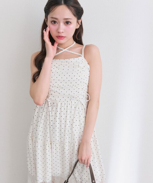 完売品♡ olive des olive レース切替ロングワンピース ドット OLIVE des OLIVE（オリーブデオリーブ） ワンピース Piqniqueレース