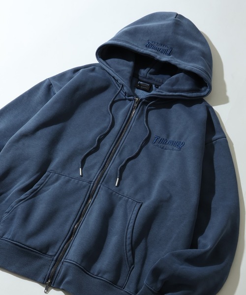「THRASHER」 ジップアップパーカー L チャコール メンズ_画像4