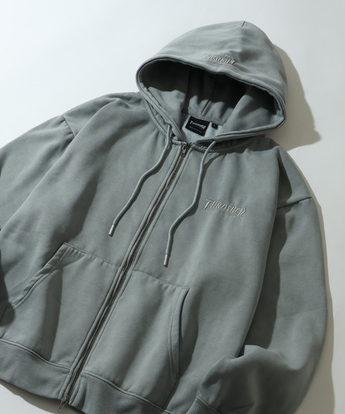 「THRASHER」 ジップアップパーカー L チャコール メンズ_画像5