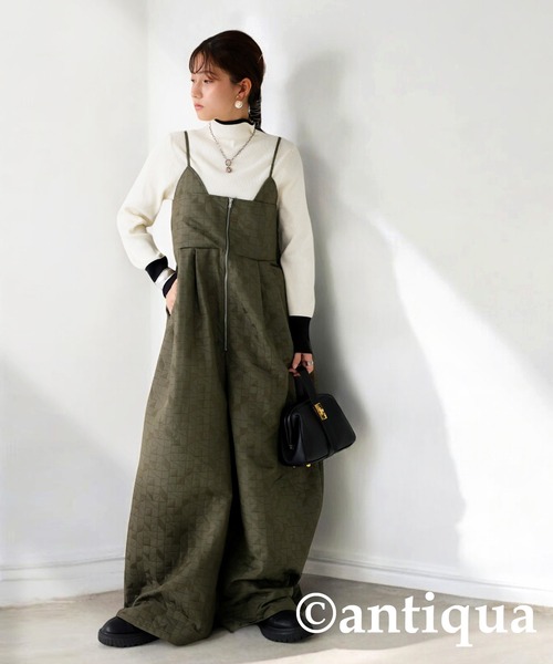 「antiqua」 オーバーオール ONESIZE ブラック レディース_画像2
