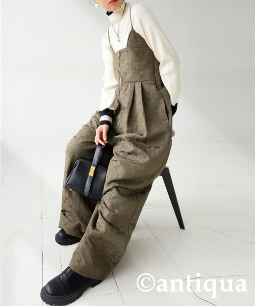 「antiqua」 オーバーオール ONESIZE ブラック レディース_画像3