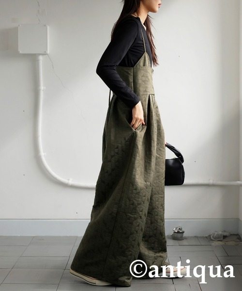 「antiqua」 オーバーオール ONESIZE ブラック レディース_画像5