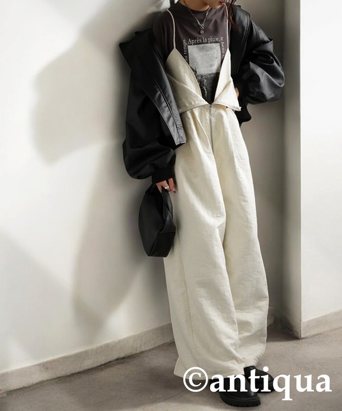 「antiqua」 オーバーオール ONESIZE ブラック レディース_画像7
