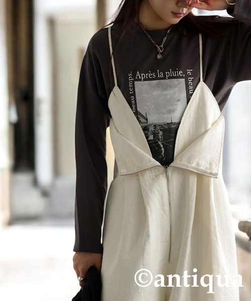 「antiqua」 オーバーオール ONESIZE ブラック レディース_画像9