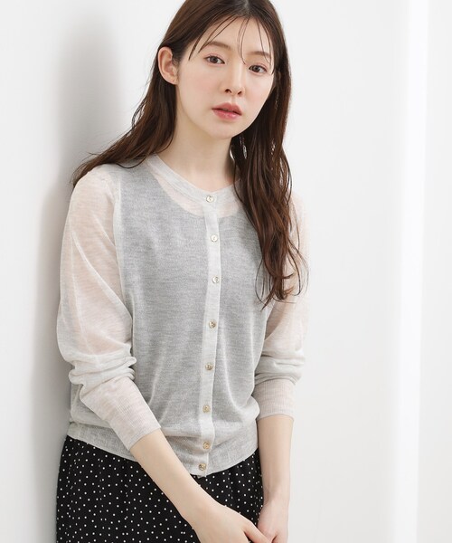 grove（グローブ） カーディガン 高評価！「洗える/名品」大人の透け感