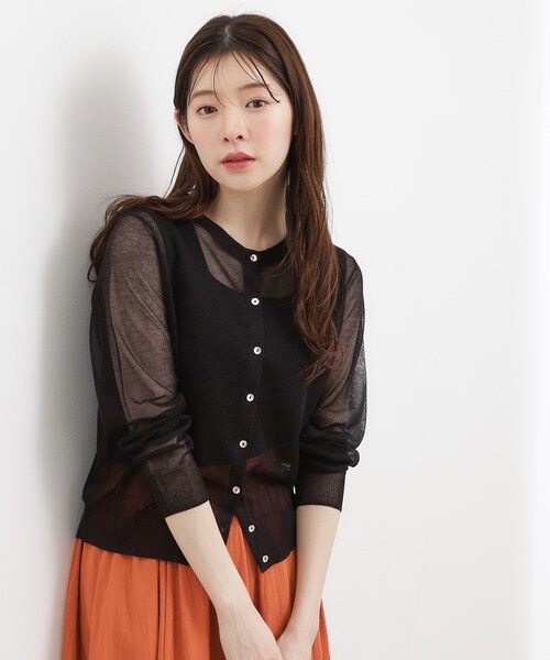 grove（グローブ） カーディガン 高評価！「洗える/名品」大人の透け感