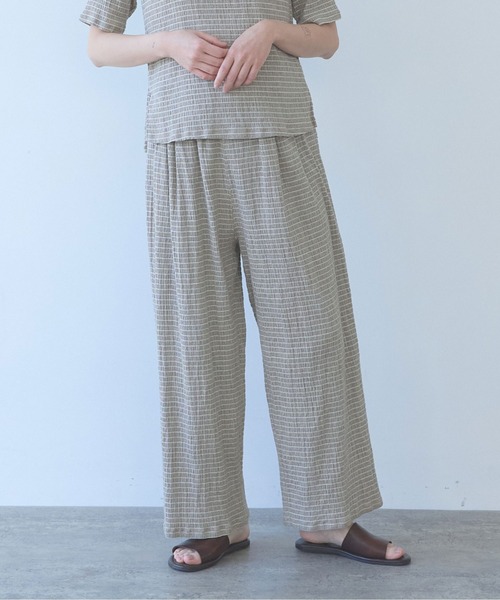 yuni ペチパンツ パンツ 高島ちぢみマルチボーダーeasy pants