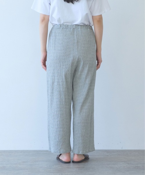 yuni washer petti パンツ マルチ yuni ペチパンツ パンツ 高島ちぢみマルチボーダーeasy pants