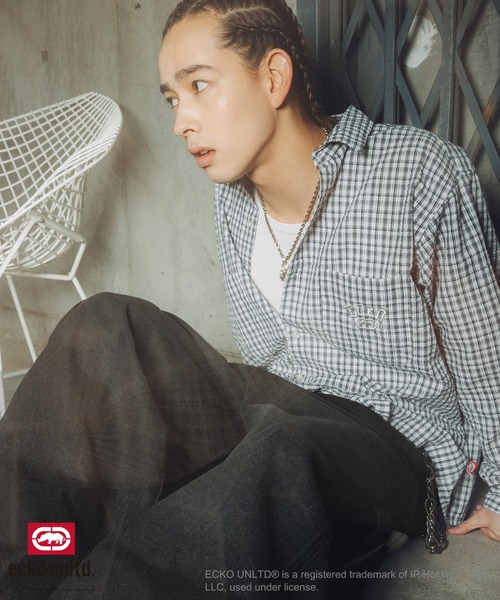 「ecko unltd.」 長袖シャツ S ライトブルー メンズ_画像5