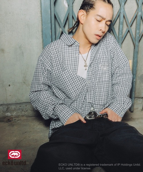 「ecko unltd.」 長袖シャツ S ライトブルー メンズ_画像6