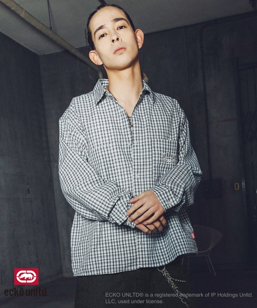 「ecko unltd.」 長袖シャツ S ライトブルー メンズ_画像7