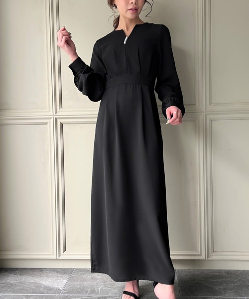「junoah」 長袖ワンピース MEDIUM ブラック レディース_画像3