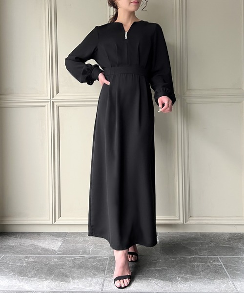 「junoah」 長袖ワンピース MEDIUM ブラック レディース_画像4