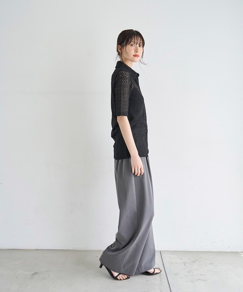 ブラウス シャツ 半袖 レースハーフスリーブシャツ レディース | meilmada | 14