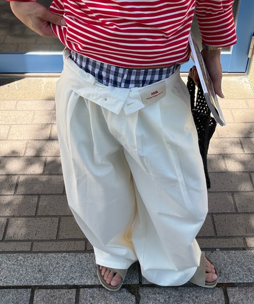 ワイドパンツ チノパン 「ユニセックス」ウエストネーム2タックワイドストレートチノパンツ メンズ レディース | SELAN | 08