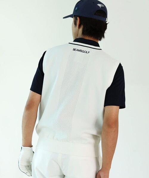 「BEAMS GOLF」 ベスト S ネイビー メンズ_画像3