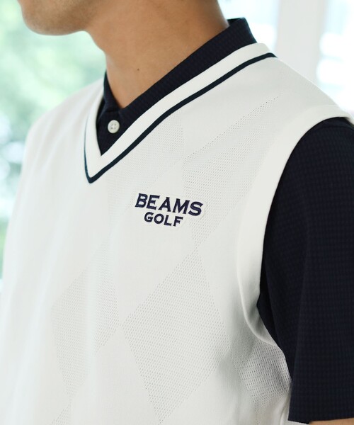 「BEAMS GOLF」 ベスト S ネイビー メンズ_画像6