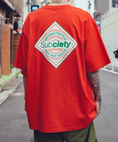 「Subciety」 半袖Tシャツ LARGE レッド メンズ_画像9