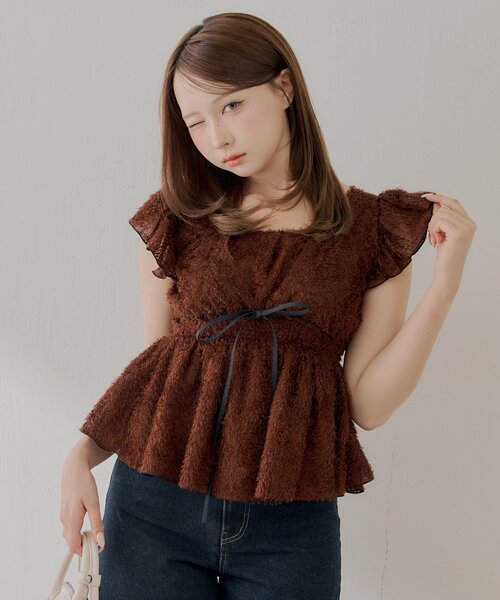 新品未使用　Chico フリンジ配色フリルブラウス Chico（チコ） ブラウス シャツ フリンジ配色フリルブラウス