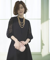ワンピース 袖レーストップス＆ジャンパースカートワンピース結婚式 