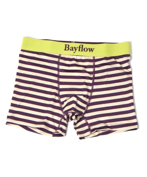 BAYFLOW（ベイフロー） ボクサーパンツ ロゴリブストライプボクサー