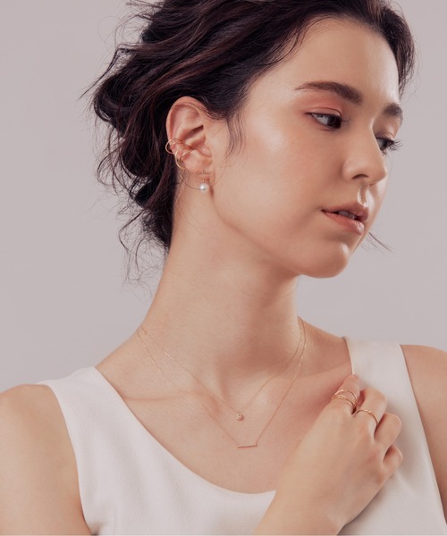 ネックレス 「anq.」K10・ダイヤモンド/ホワイトトパーズ パヴェネックレス レディースの画像