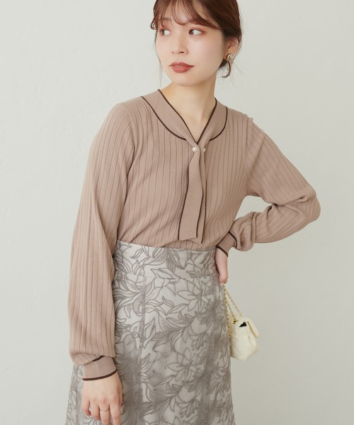 ニット セーター パール付きボウタイニット / 1215170512 レディース パール付きボウタイニット | PROPORTION BODY DRESSING