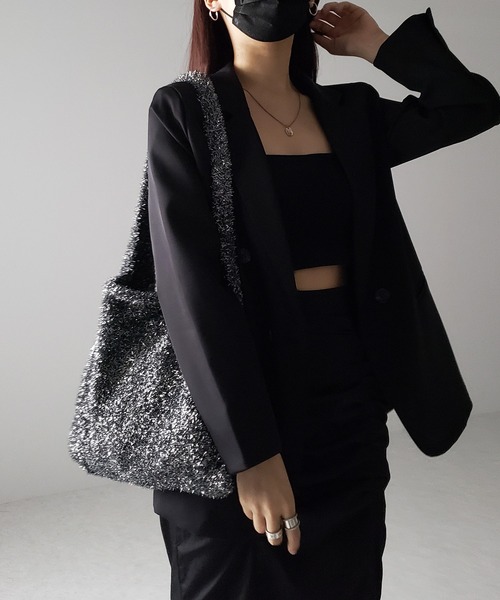 【新品】ニット ラメ ワンハンドル バッグ ニット ラメ ワンハンドル バッグ