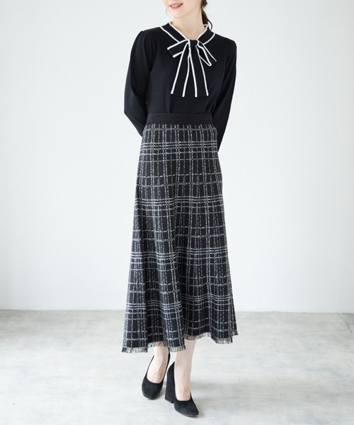 tocco closet ニット セーター 「ZOZO限定」配色ライン入りボウタイ